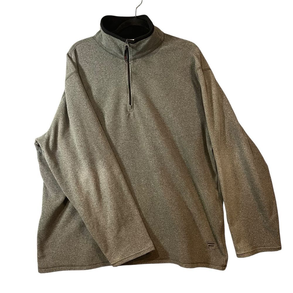 Y2K Fila PolarTec Gray Quarter‎ Zip Fleece Pullover Sweater Men's XL Gorpcore